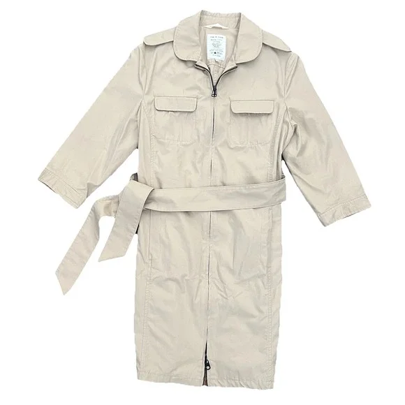 Rag‎ & Bone Trench Dress Womens 10 Khaki Tan Pilot Military Minimalist Full Zip - Picture 3 of 14